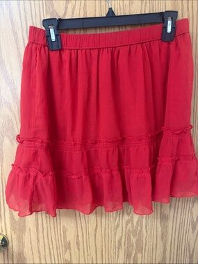 Abercrombie & Fitch Red Tiered Ruffle Mini Skirt